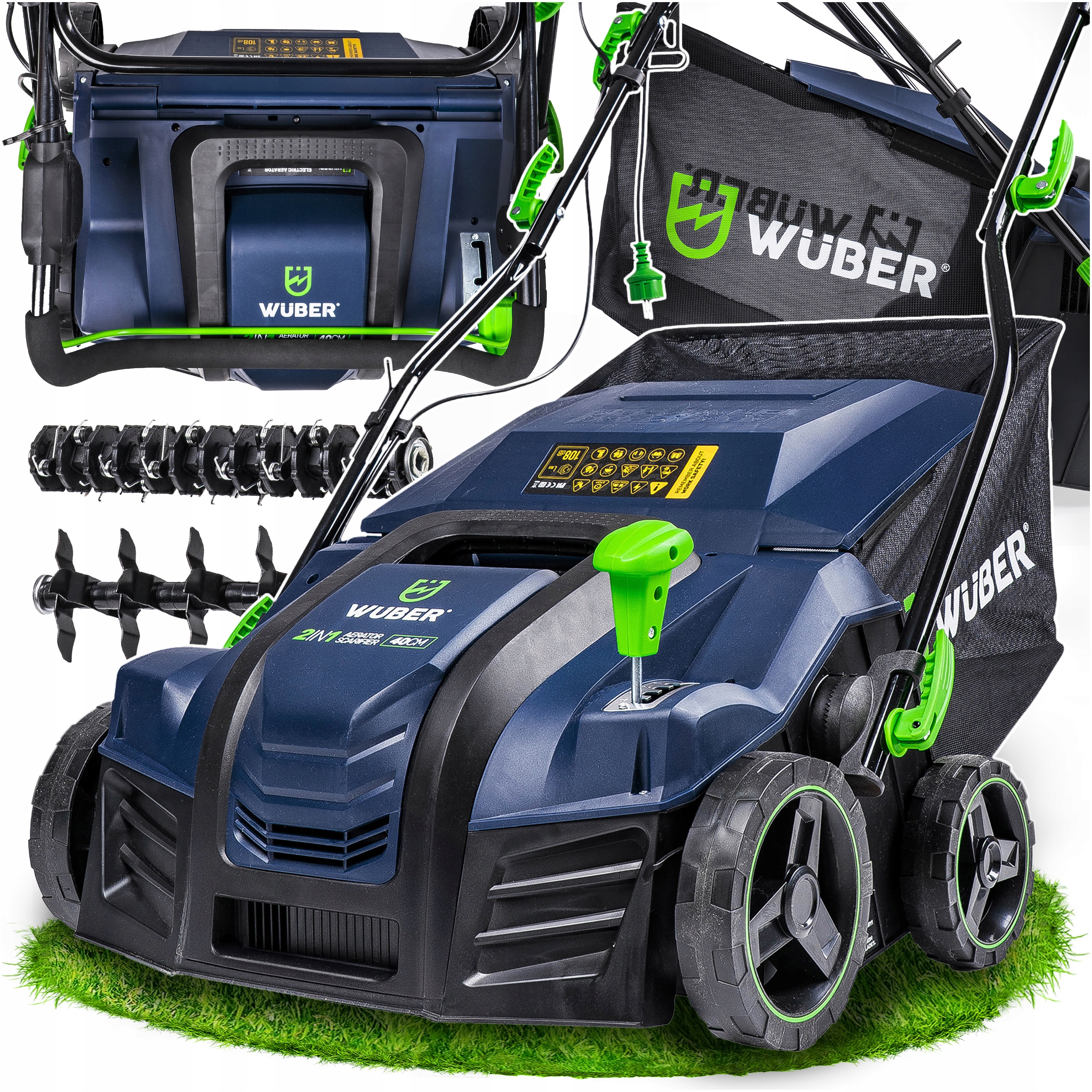ELEKTRICKÝ AERÁTOR TRÁVNIKA 40 CM 55 L 2000 W 2V1 WUBER